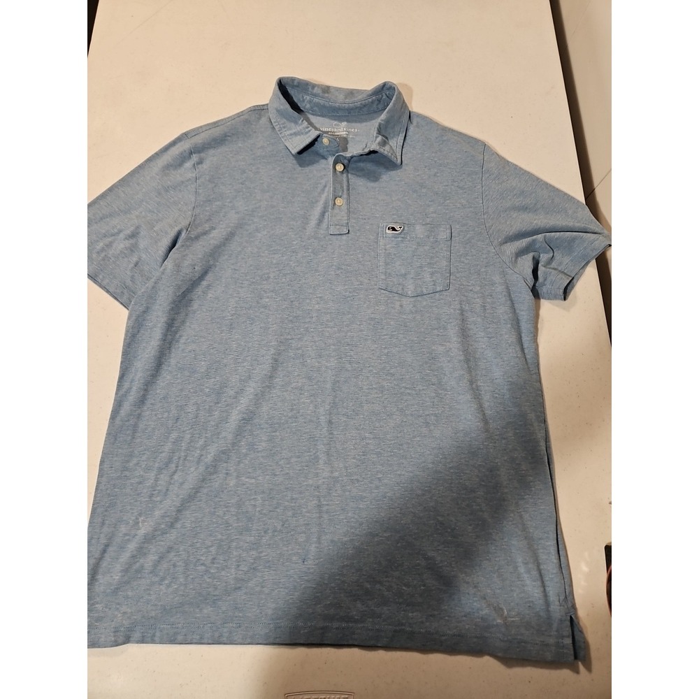 Vineyard Vines Egartown Polo Shirt Mens Large Blue Whale Logo (1431